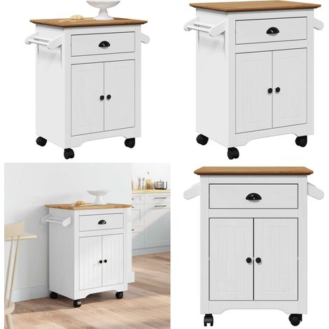 vidaXL Küchenwagen BODO Weiß und Braun 72x45x80 cm (1/5)