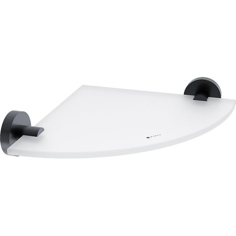Nimco Tablette d'angle pour salle de bain, verre dépoli, noir mat, Unix noir mat UNC 13091RB-90 (1/2)