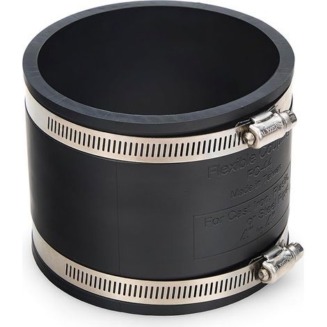 10.2 cm flexible rubber coupler for 110 mm drain and floor pipe with stainless steel jubilee clamps for 10.2 cm cast iron, plastic, PVC or steel pipes (1/4)