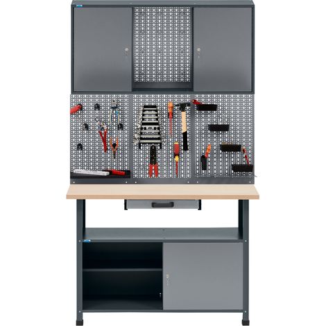 Kit d'atelier Küpper 14139, largeur 120 cm, établi, panneau perforé, armoire suspendue (1/2)