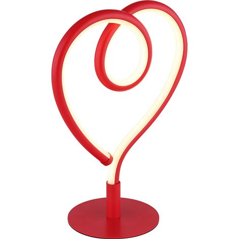 Lampe de table lampe de table en forme de coeur lampe de chambre opale rouge LED H 23,5 cm (1/5)
