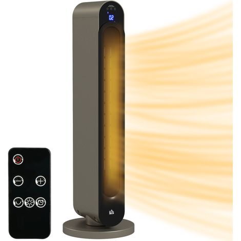 HOMCOM 2200W Ceramic Heater for Home with Remote Control, 12H Timer, Silver (1/5)