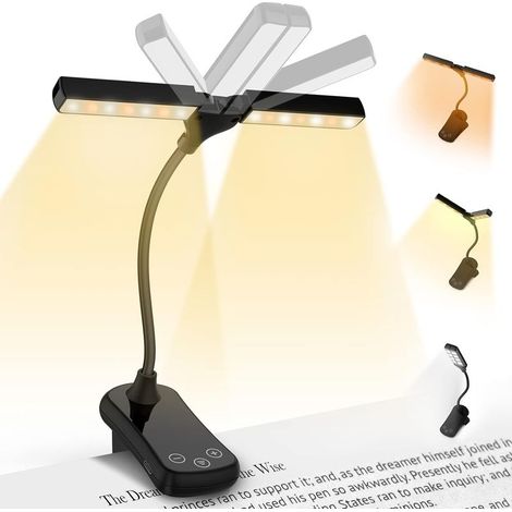LAN Liseuse Lampe de Lecture pour Lire au Lit - Mini Lampe Tactile Lecture à Double Tête 14 LEDs Rechargeable Lampe Pince Gradation Progressive & 3 Modes Idee Cadeau Anniversaire Homme Femme Fille Gar (1/5)