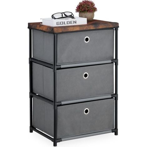 Chest of drawers in wooden design with fabric drawers (1/5)