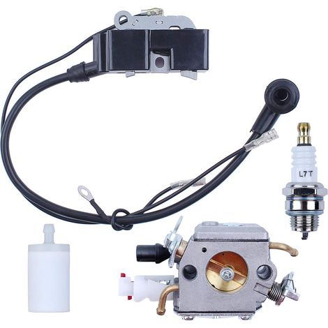Ensemble Bobine d'Allumage Carburateur Filtre à Carburant pour Husqvarna 340 350 353 346XP 345 (1/5)