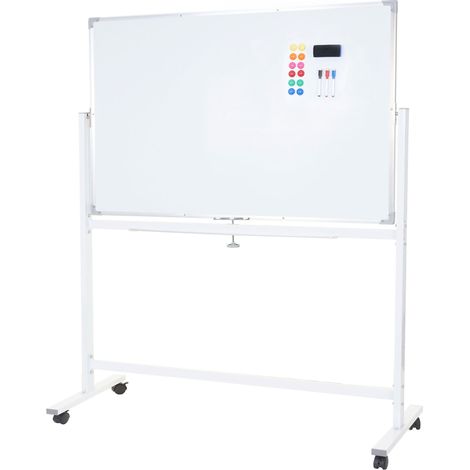 [NEUWERTIG] Whiteboard HHG-835, Magnettafel Memoboard Pinnwand, mobil rollbar inkl. Zubehör 120x90cm (1/5)