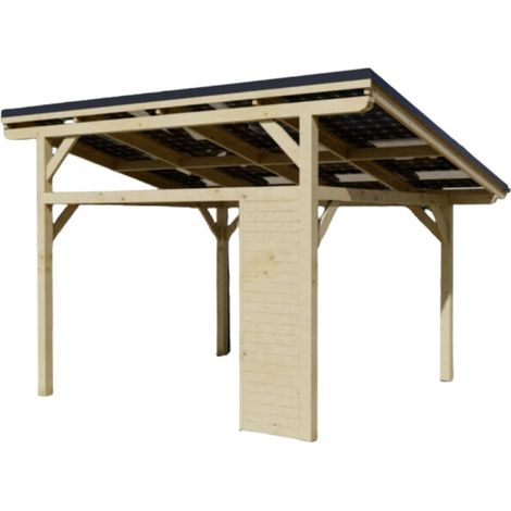 Cochera con sistema fotovoltaico de 4kW, 349x349 cm, 8 paneles, tejado a una sola pendiente, uso exterior, WT3535 Foresta (1/5)