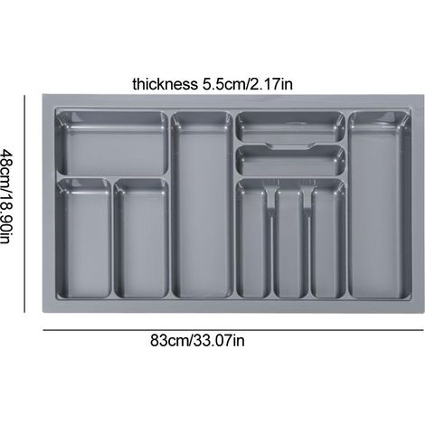 Plateaux à couverts de 900 mm avec insert pour couteaux et fourchettes, organisateur de tiroir de rangement pour la cuisine et la maison (gris) (1/5)