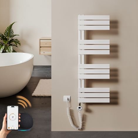 Sèche-serviette électrique 400 W, 1040 x 400 mm, thermostat WiFi, programmable, radiateur salle de bain blanc – S'AFIELINA