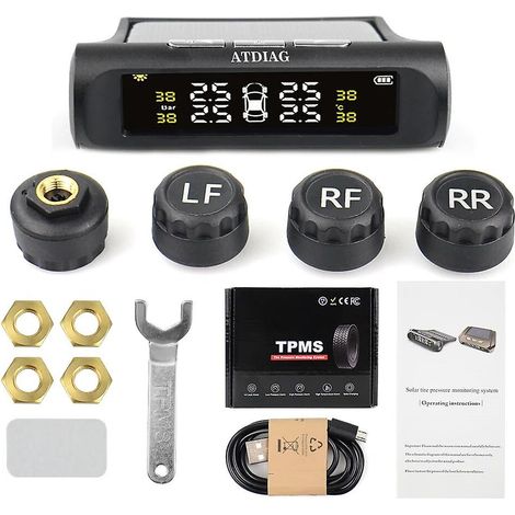 Système de surveillance et d'alarme de pression des pneus TPMS, affichage voiture, charge solaire interne/externe, avertissement de température (externe) (1/5)