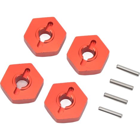 4 Pièces Adaptateur Hexagonal Roue RC en Alliage d'Aluminium Connecteur Hex Coupleur pour Traxxas E-Revo 1/16 Voiture RC Rouge (1/5)
