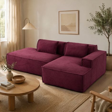 Divano 3 posti in poliestere 235 cm rosso OKMYHOME (1/5)