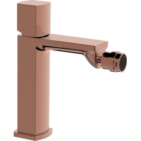 Miscelatore bidet rame lucido con risparmio acqua e piletta click clack - serie Marte (1/2)