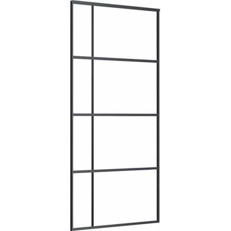 Maison Exclusive - Porta Scorrevole Vetro Smerigliato ESG Alluminio 90x205 cm Nera