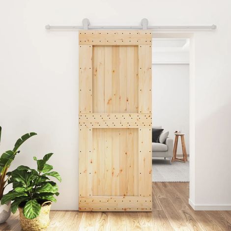 Puerta corredera con herrajes madera maciza de pino 85x210 cm vidaXL (1/5)