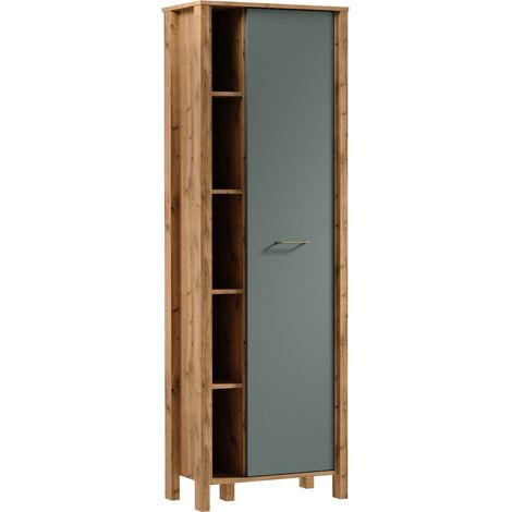 AX LIVING Bücher Regal Iseonia R1T – 66 cm breit, Eiche Wotan/Green