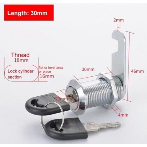 Serrure À Came - 30 mm - Pour Tiroir Boîte Aux Lettres Armoire À Outils Casier - Lot De 1 (1/4)