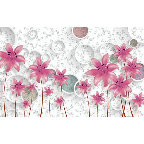 Papier peint panoramique - Fleurs 3D - 130 cm x 81 cm (1/2)
