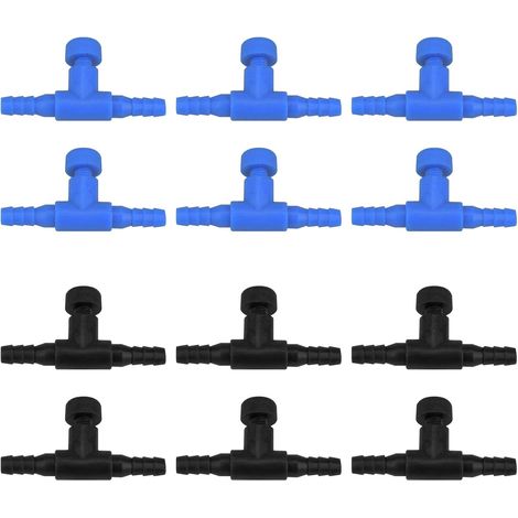 Luftstromregelventil – 12 Stück – ABS – Durchflussregler – Aquarienschlauch 4 mm – Blau und Schwarz (1/5)