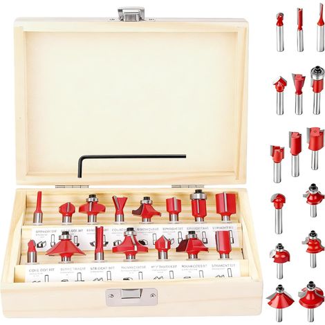 15pcs Milling Cutter Set 6mm Shank Milling Cutter Router Milling Cutter with Wood Case Groove and Profile Milling Cutter for Woodworking Carpentry Projects (1/5)
