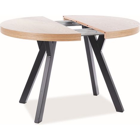 Table à manger extensible métal noir & placage bois 100cm Astra (1/5)