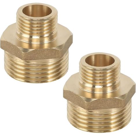 Mamelon Double Réduit 1 Pouce à 1/2 Pouce, 2 Pièces en Laiton Mamelon de Réduction AG/AG Raccord Mâle à Mâle pour Chauffage Installation D'eau Potable Adapté (1/4)
