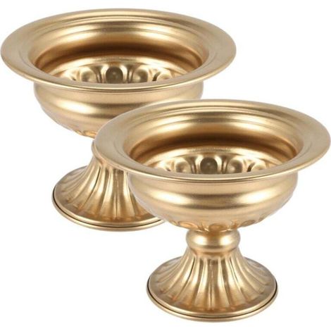 Vase de Centre de Table Mariage en Métal Doré Élégant pour Cérémonie Anniversaire Décoration Fête 2 Pièces (1/4)