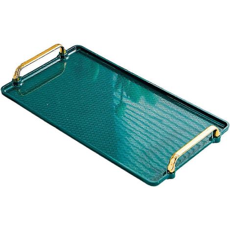 Serviertablett mit Griff, Teetablett, Kosmetiktablett, Tablett für den Couchtisch, Tablett für Desserts, Gästezimmer, Schlafzimmer-green large (1/5)