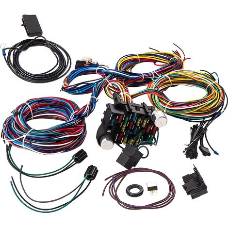 Harnais de câblage, 21 circuits, 17 fusibles, compatible avec GM et Ford, codé par couleur pour une installation facile, comprend un relais et un clignotant (1/5)