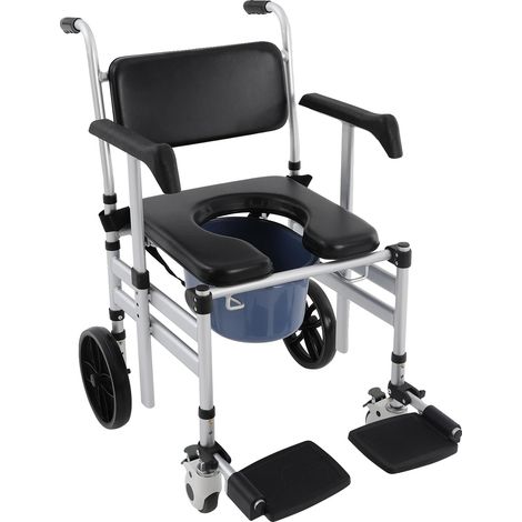 Siège de douche, chaise de toilette, hauteur réglable, design pliable, Noir U (1/2)