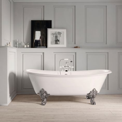 Bañera de Hierro BRADFORD blanca  180 cm Patas CROMADAS