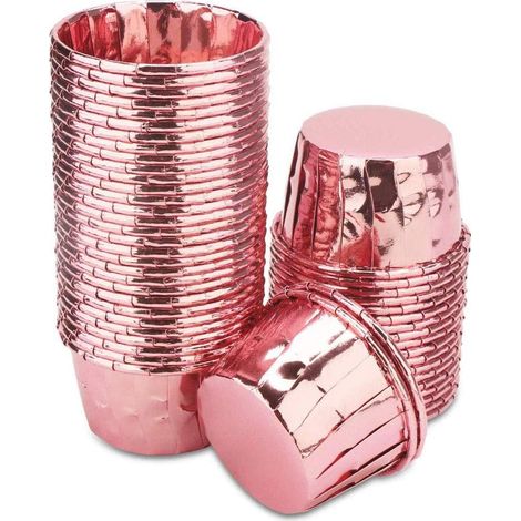 50 Pièces Moules à Cupcake et Muffins Moule Muffins Aluminium Caissettes Cupcake Mini Moules Muffin Jetable pour Cupcake Muffin Mariage(Or-Rose),Or-rose,Or-rose (1/5)