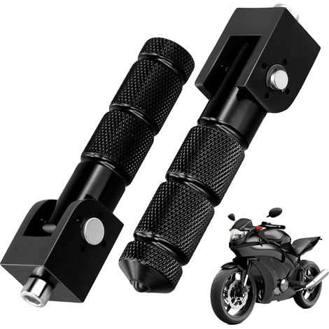 Soporte para pedales de motocicleta, potencia plegable de 90 grados, compatibilidad universal, color negro. (1/2)