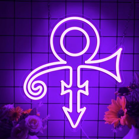 Néons Prince Purple Symbol, décorations murales, néons à intensité variable avec symbole de cœur de chanteur, alimentation USB, idéaux pour les dortoirs, les espaces masculins et les bars (1/5)