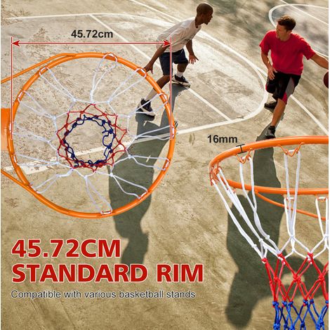 Anneau de basket de remplacement 45,72 cm avec filet, fixation murale et porte, orange OKMYHOME (1/5)