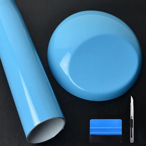 Hochglanz Vinyl Folie selbstklebend blasenfrei Hellblau 50x150cm (1/5)