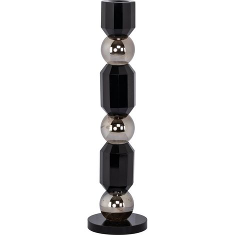 Bougeoir en cristal noir sculptural - noir fumé (1/4)