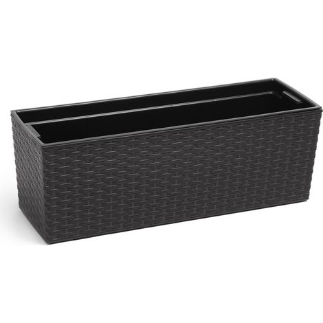 KADAX Blumenkasten aus Kunststoff, 18,5x56 cm, Schwarz (1/5)