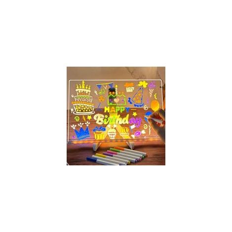 Tableau lumineux LED en acrylique, tableau d'affichage LED avec couleurs, tableau d'affichage LED, tableau d'écriture LED, effaçable, avec autocollant de transfert, pour enfants, filles, 20 x 30 cm (1/5)