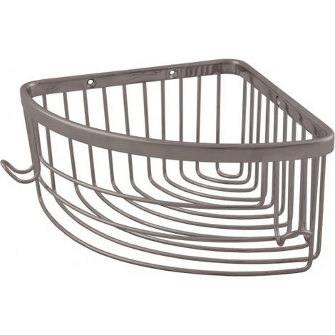 Porte-savon triangle d'angle COLORADO en laiton métal gris brossé 20,5x20,5 cm (1/2)