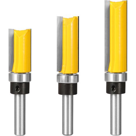 3Pcs 8mm Tige Fraise à Affleurer, Fraise à araser Fraise à Copier Avec Roulement Supérieur, Outils de Fraisage de Menuiserie-Fei Yu (1/5)