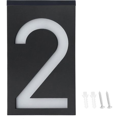 Insegna luminosa solare da esterno con numeri a LED, numero 2 (12 cm) (1/5)
