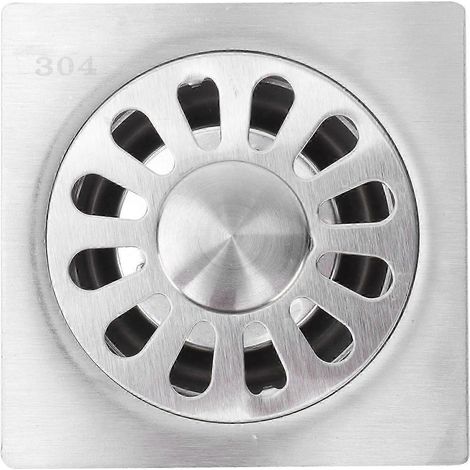 Ensemble de caniveaux de sol carrés en acier inoxydable 304, compatibles avec les douches, salles de bains et cuisines, 10 x 10 cm. WHBYV (1/4)