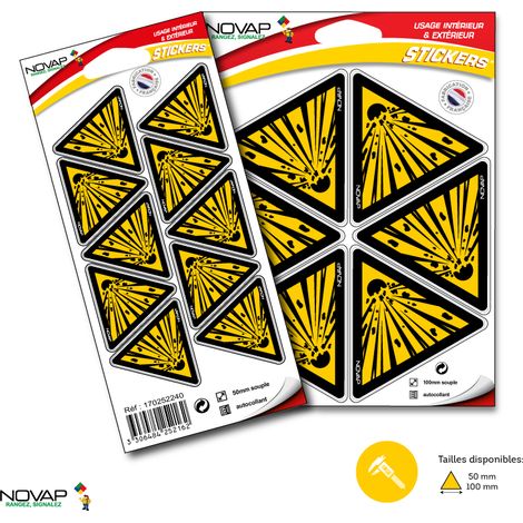 Planche 6 Stickers Triangle 100mm - Danger matières explosives - 4242217