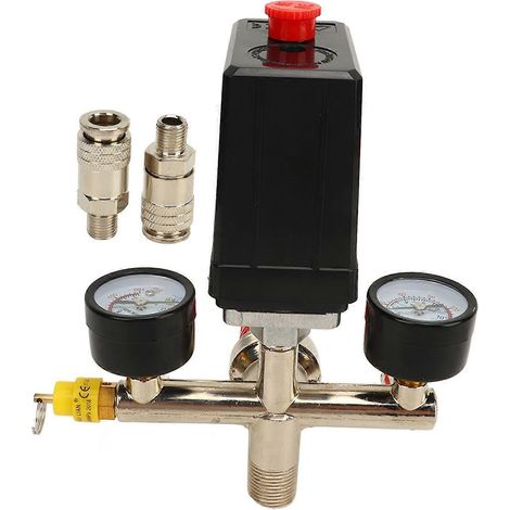 Luftkompressor-Druckschalter mit Doppelregler, automatisches Druckregelventil, amerikanischer Anschluss 0–12 bar