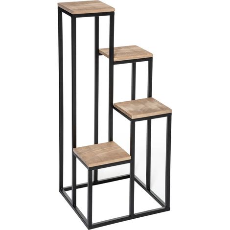 Supporto per piante con 4 vassoi in metallo e pino h88cm - Atmosphera créateur d'intérieur (1/2)
