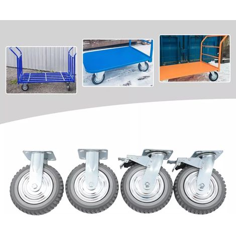 4 roulettes Roulette Pivotante avec Frein 8"- roulettes pivotantes Solides - roulettes pivotantes à 360° - Roues industrielles antidérapantes - Jusqu'à 1000 kg (1/5)