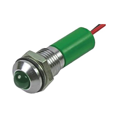 Voyant LED lumineux Vert RS PRO, dia. 8mm, 24V c.c., IP67 ( Prix pour 1 )