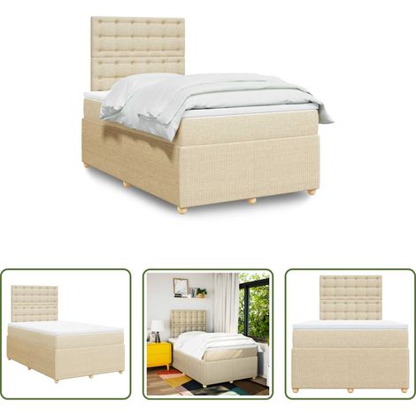 vidaXL Taschenfederkern - Boxspringbett mit Matratze Creme 120x200 cm Stoff (1/5)