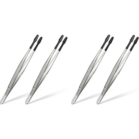 Set mit 4 Präzisionspinzetten mit Gummispitzen aus PVC-Silikon für Labor, Industrie und Bastelarbeiten – Schwarz (1/5)